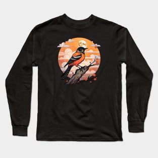 Baltimore oriole and moon Long Sleeve T-Shirt